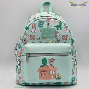 Loungefly Disney Pixar Toy Story Woody and Rex Sunny Side Up Green Mini Backpack